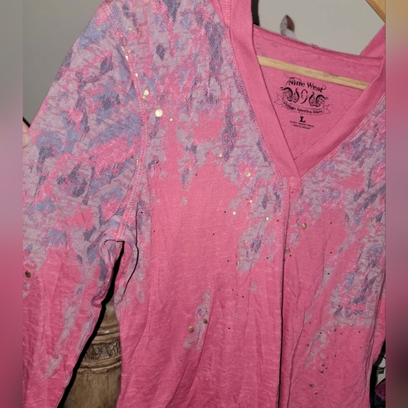Nine West Pink Sequin Hoodie - Picture 3 of 6